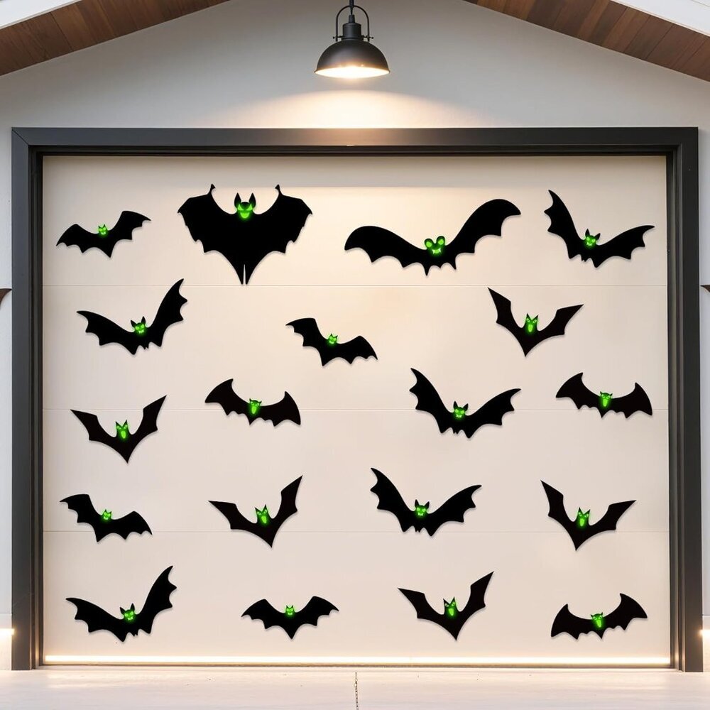 24pcs Halloween Decorations Outdoor Magnetic Bats for Garage Door Decorations wi